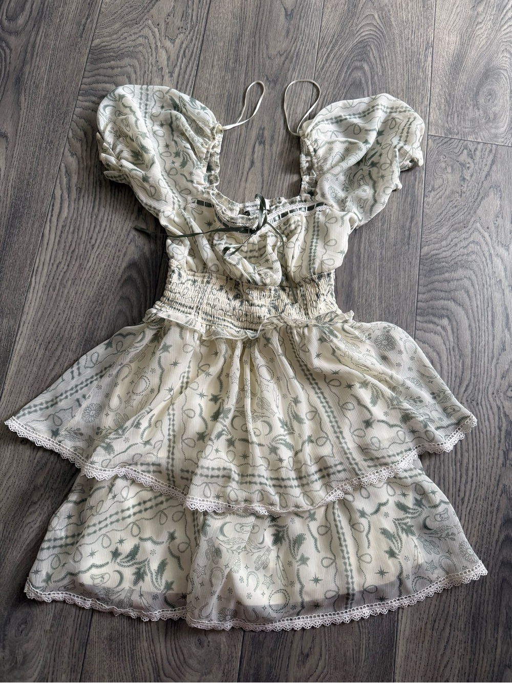 Francesca's Western Print Tiered Mini Dress